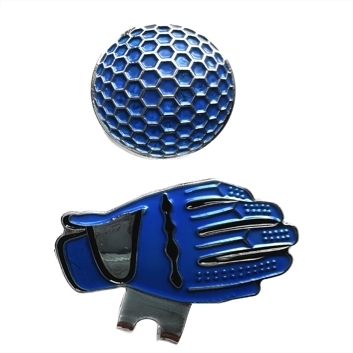 Magnetic Ball Marker Hat Clip- Blue Glove - Hole In One Golf