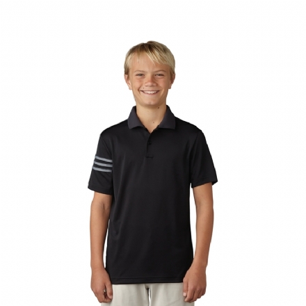 Adidas Junior Climacool 3-Stripes Polo - Black - adidas junior climacool 3 stripes polo   black - 1    - Hole In One Golf