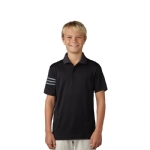 Adidas Junior Climacool 3-Stripes Polo - Black - adidas junior climacool 3 stripes polo   black - 1    - Hole In One Golf