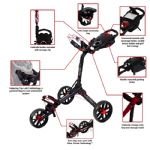 Bagboy Nitron Auto-Open Push Cart- Black/Red - bagboy nitron auto open push cart  battleship blackred - 1    - Hole In One Golf