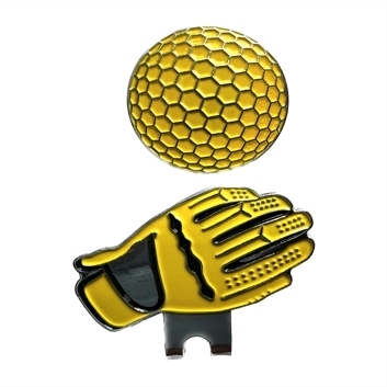 Magnetic Ball Marker Hat Clip- Yellow Glove - magnetic ball marker hat clip  yellow glove - 1    - Hole In One Golf